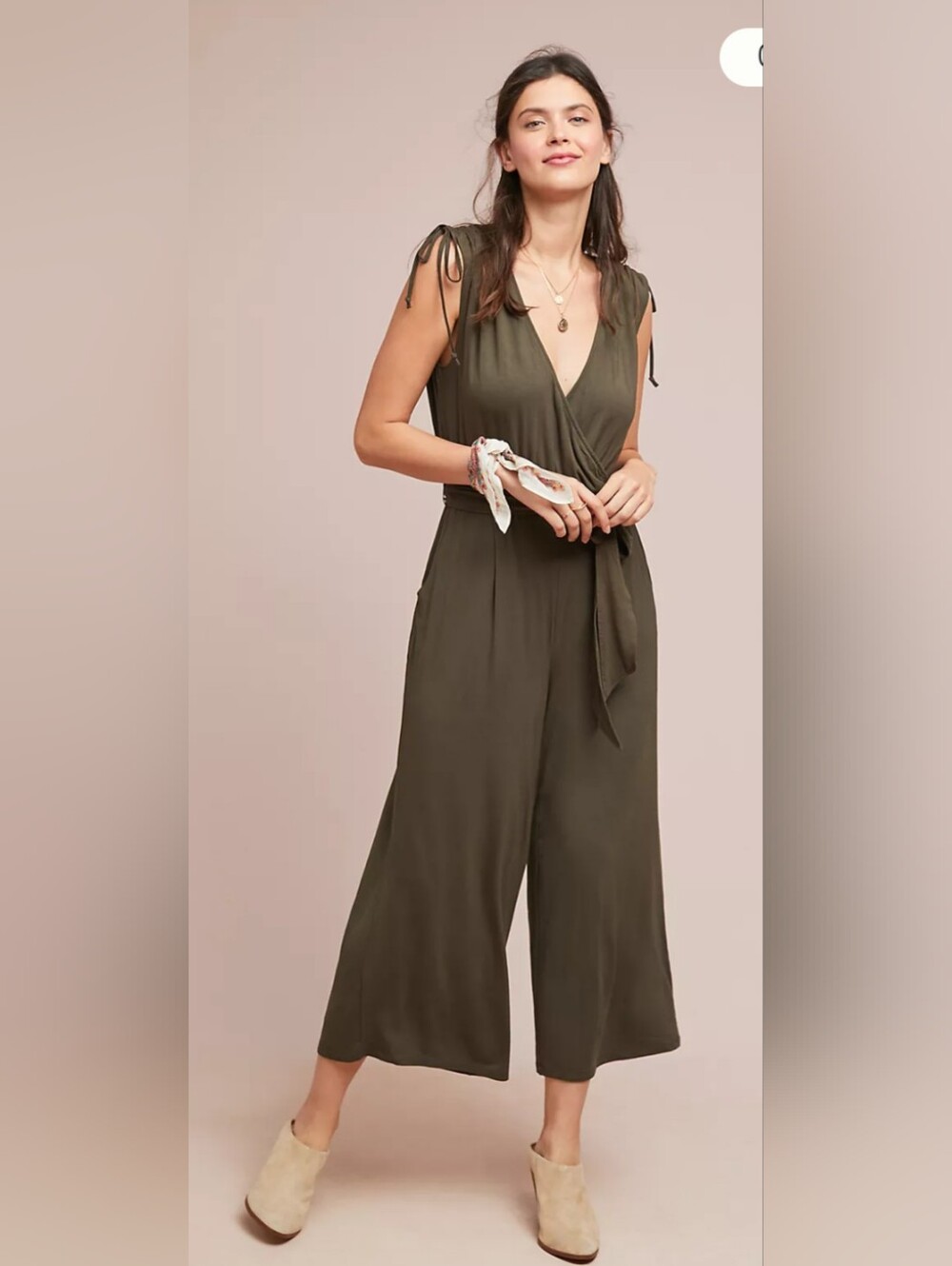 Anthropologie Moulinette Soeurs Alisande Jumpsuit Olive Green S Knit Jersey Chic